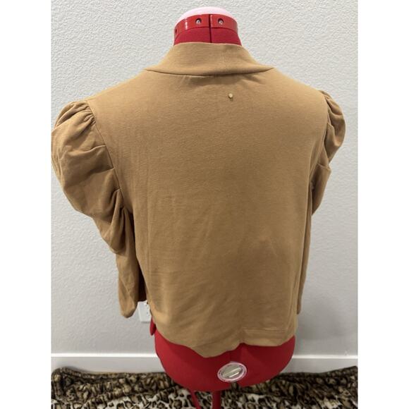 Statement Puff Sleeve Top Mock Neck Short Sleeve Blouse - Picture 2 of 6